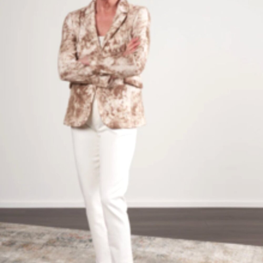Avant Toi Camouflage Paint Splatter Single Breasted Linen Blend Blazer Artsy